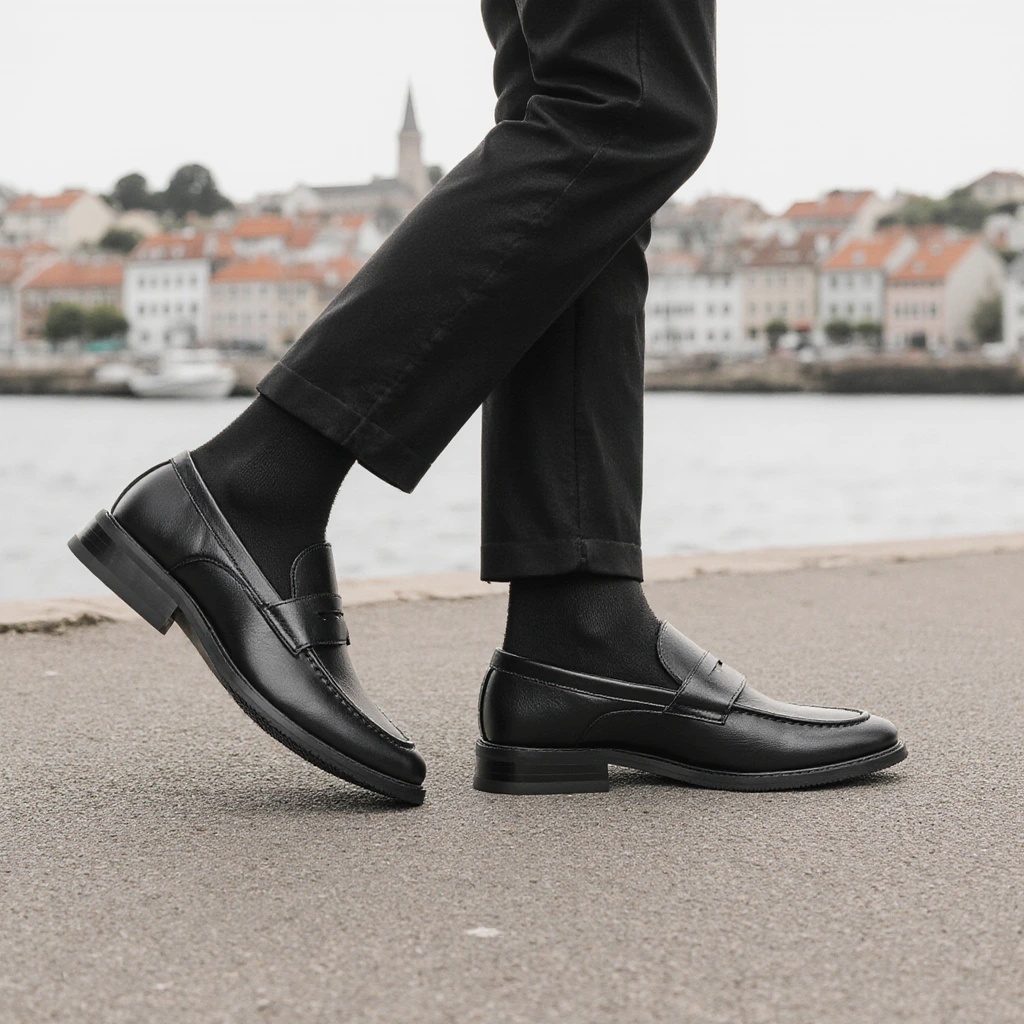 Men Shoes Boss - รองเท้าโลฟเฟอร์สีดำสำหรับผู้ชาย รองเท้าหนังแบบสวมใส่สบาย เหมาะสำหรับงานธุรกิจ งานทางการ และใส่ลำลองในออฟฟิศ