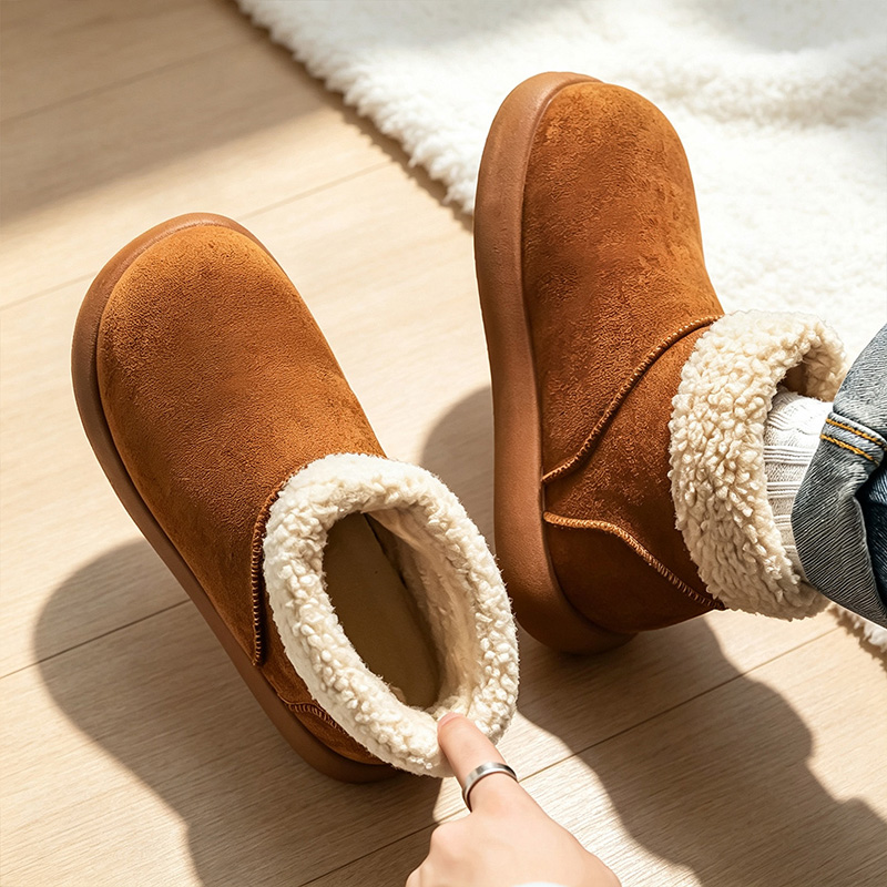 Men'S Shoes With Height Increase - รองเท้าบูทหิมะสำหรับผู้ชายสำหรับฤดูใบไม้ร่วงและฤดูหนาว พร้อมบุด้วยผ้าฟลีซและฉนวนกันความร้อนหนา รองเท้าผ้าฝ้ายที่ให้ความอบอุ่นสำหรับทั้งชายและหญิง รองเท้าบูทขนสั้นสำหรับกิจกรรมกลางแจ้ง พื้นหนา เพิ่มความสูงและกันลื่น