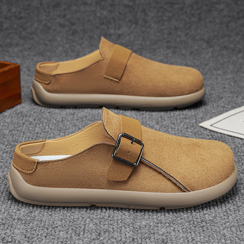 Men'S Shoes Drivers - รองเท้าแตะแบบสวมสำหรับผู้ชาย ปิดนิ้วเท้า แบบสวม พื้นเรียบ รองเท้าลำลองแบบเปิดหลัง รองเท้าโลฟเฟอร์