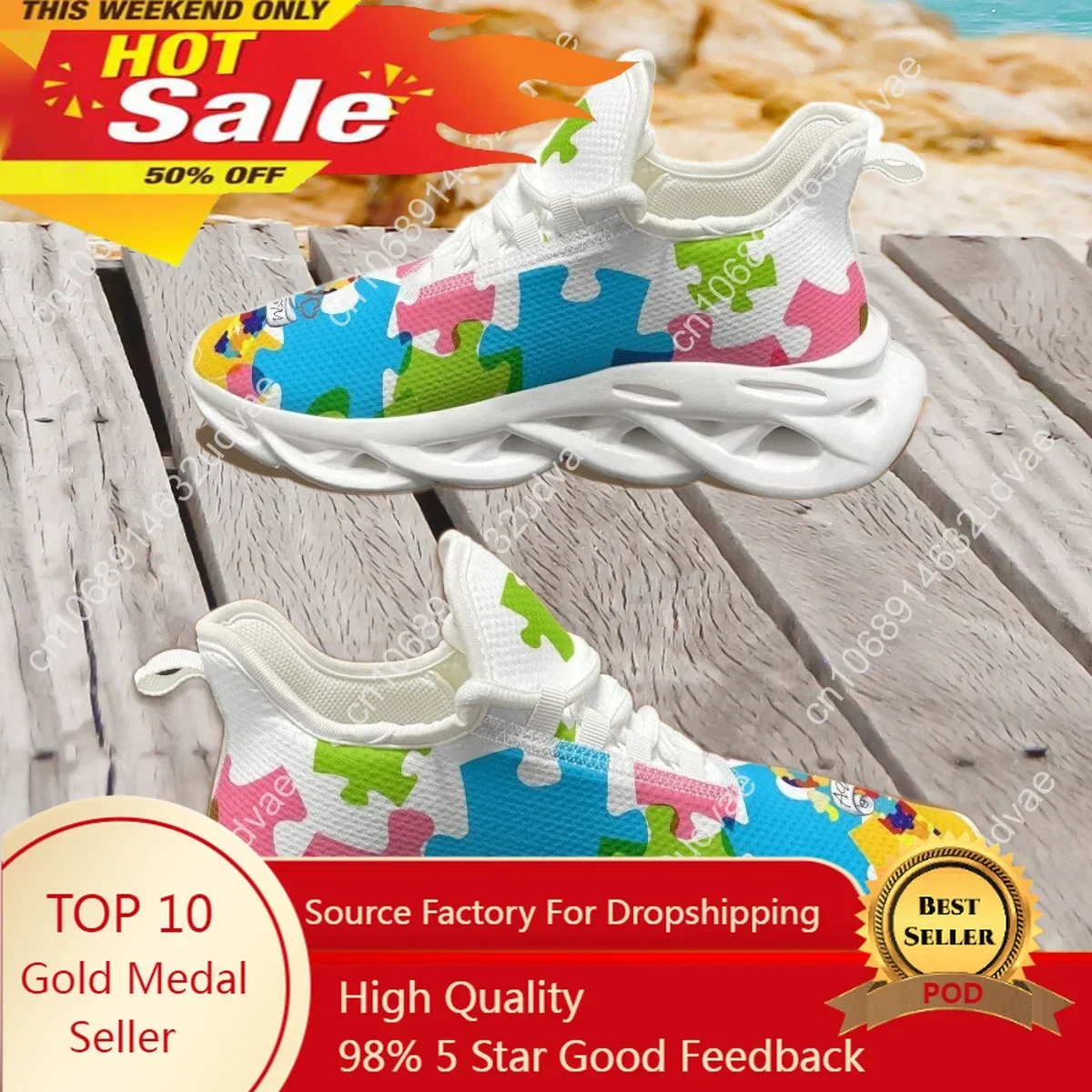 Men Shoes Sneakers - รองเท้าวิ่งเพื่อการกีฬาเพื่อสร้างความตระหนักเกี่ยวกับออทิสติก รองเท้าผ้าใบผู้ชายแบบทนทาน นุ่มสบาย ดีไซน์ใหม่ คุณภาพสูง พื้นรองเท้านุ่ม