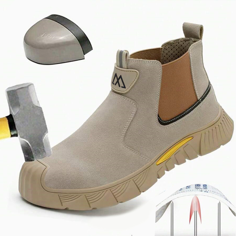 Men Shoes Sneakers - รองเท้าทำงานหัวเหล็กทนทานต่อการสึกหรอสำหรับผู้ชายและผู้หญิง หัวเหล็กกันกระแทก น้ำหนักเบา สวมใส่สบาย รองเท้าเซฟตี้สำหรับงานอุตสาหกรรม ใช้ได้ทุกฤดูกาล