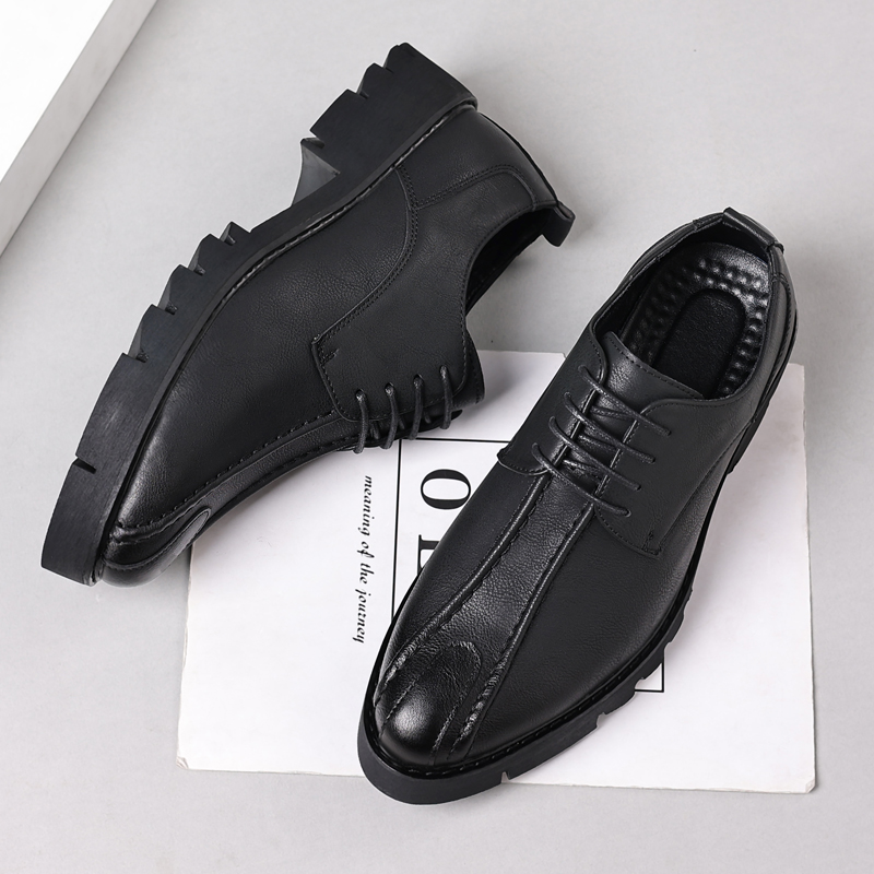Men Shoes Formal - รองเท้าหนังวัวเพิ่มความสูง 10 ซม. สำหรับผู้ชาย ทันสมัย ลำลอง