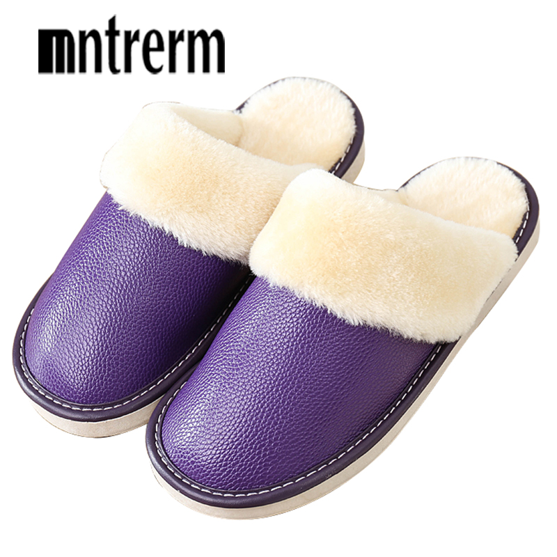 Men Shoes Sale - Mntrermผู้หญิงรองเท้าแตะฤดูหนาวของแท้หนังหนาPlush Home Indoor Non-Slipความร้อนคู่คู่รองเท้าแตะรองเท้าแตะ2020ใหม่ร้อนขาย
