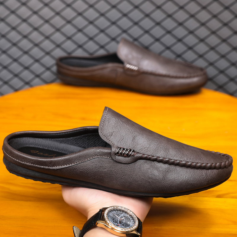 Men Shoes Sale - รองเท้าผู้ชายแบบสวมครึ่งเท้า ลดราคาสุดฮอต หนัง PU ใส่สบาย รองเท้าลำลอง