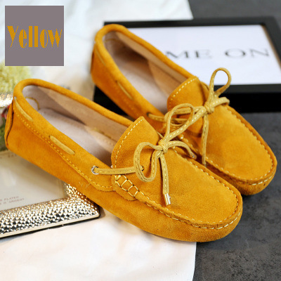 Men'S Shoes Drivers - Cow Suede Loafer ผู้หญิงขนาดใหญ่รองเท้า Bowtie รองเท้าแตะลำลอง