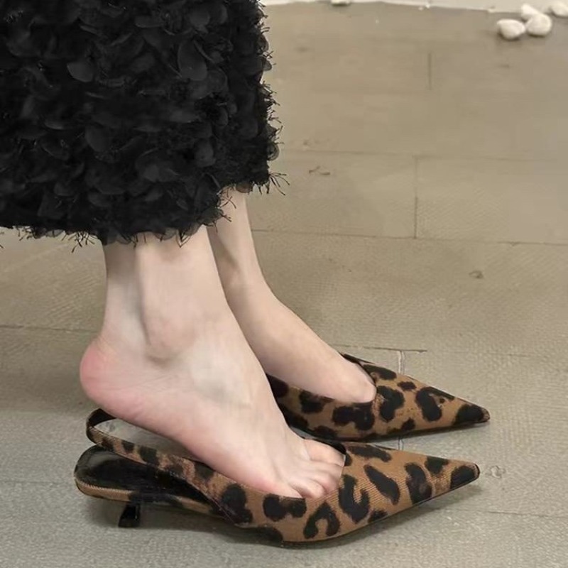 Dress Shoe Pointed - รองเท้าส้นสูงแบบสวมสำหรับผู้หญิง แฟชั่นฤดูใบไม้ผลิ/ฤดูร้อน หัวแหลม ประดับสายรัด เหมาะสำหรับงานปาร์ตี้ รองเท้าส้นสูงแบบสตริปเปอร์
