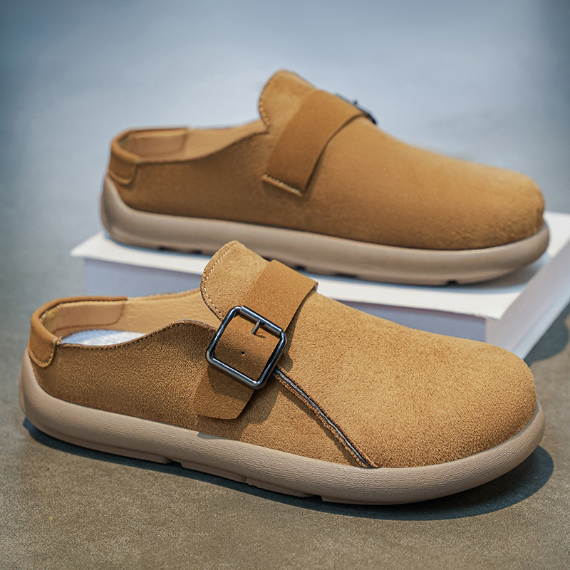 Men'S Shoes Drivers - รองเท้าแตะแบบสวมสำหรับผู้ชาย ปิดนิ้วเท้า แบบสวม พื้นเรียบ รองเท้าลำลองแบบเปิดหลัง รองเท้าโลฟเฟอร์