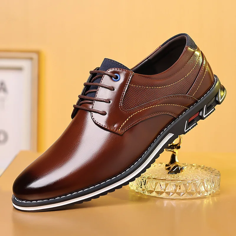 Men Shoes Boss - Retro Men รองเท้าหนังแฟชั่นรองเท้าสบายๆสําหรับชายสีน้ําตาล Knight Loafers Elegant