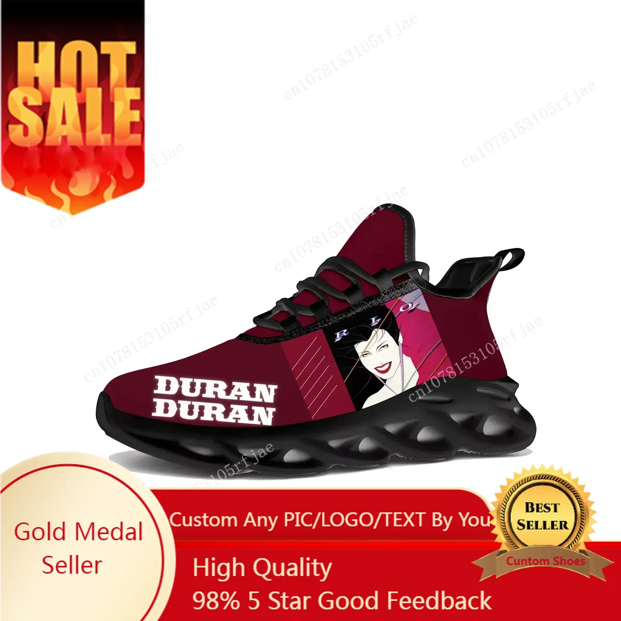 Men Shoes Sneakers - ดูรัน ดูรัน แฟลตส์รองเท้าผ้าใบบุรุษสตรีแดนซ์ร็อคแบนด์กีฬารองเท้าวิ่งรองเท้าผ้าใบแบบผูกเชือกตาข่ายรองเท้าสั่งทำพิเศษรองเท้าสีดำ