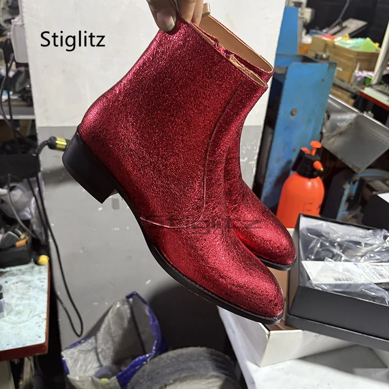 สีแดงของแท้หนังเชลซีรองเท้าสํา - Men Shoes For Wedding บทวิจารณ์และราคา
