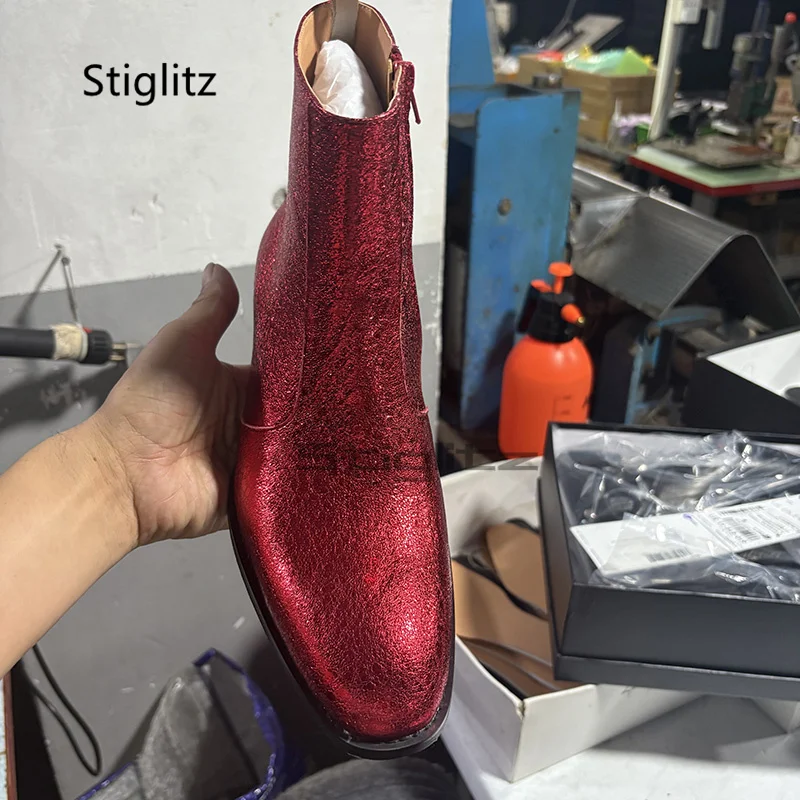สีแดงของแท้หนังเชลซีรองเท้าสํา - Men Shoes For Wedding บทวิจารณ์และราคา