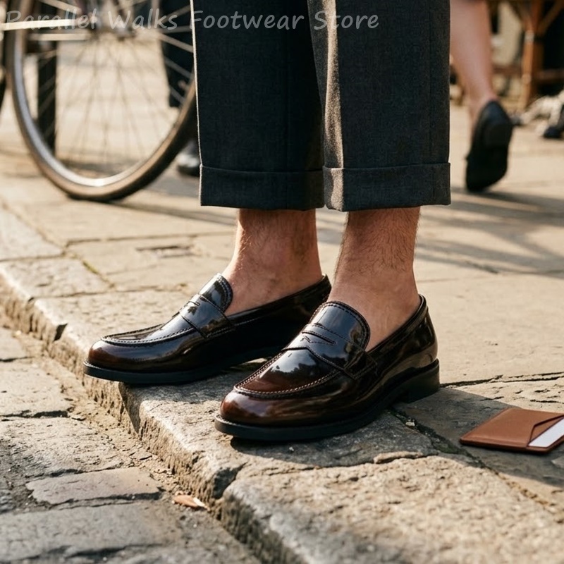 รองเท้าโลฟเฟอร์หนังแก้วสำหรับผ - Men Shoes For Wedding บทวิจารณ์และราคา