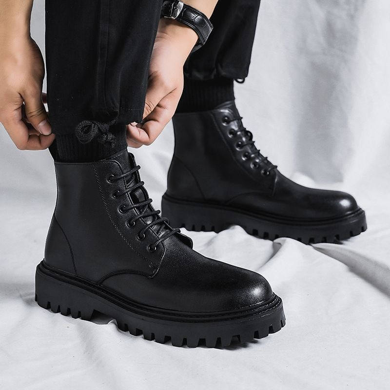 รองเท้าบูทหนังหุ้มข้อผู้ชาย สไ - Men'S Shoes With Height Increase บทวิจารณ์และราคา