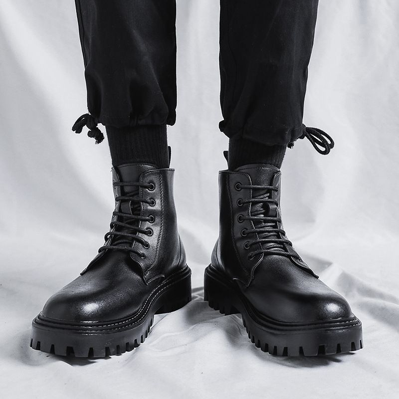 รองเท้าบูทหนังหุ้มข้อผู้ชาย สไ - Men'S Shoes With Height Increase บทวิจารณ์และราคา