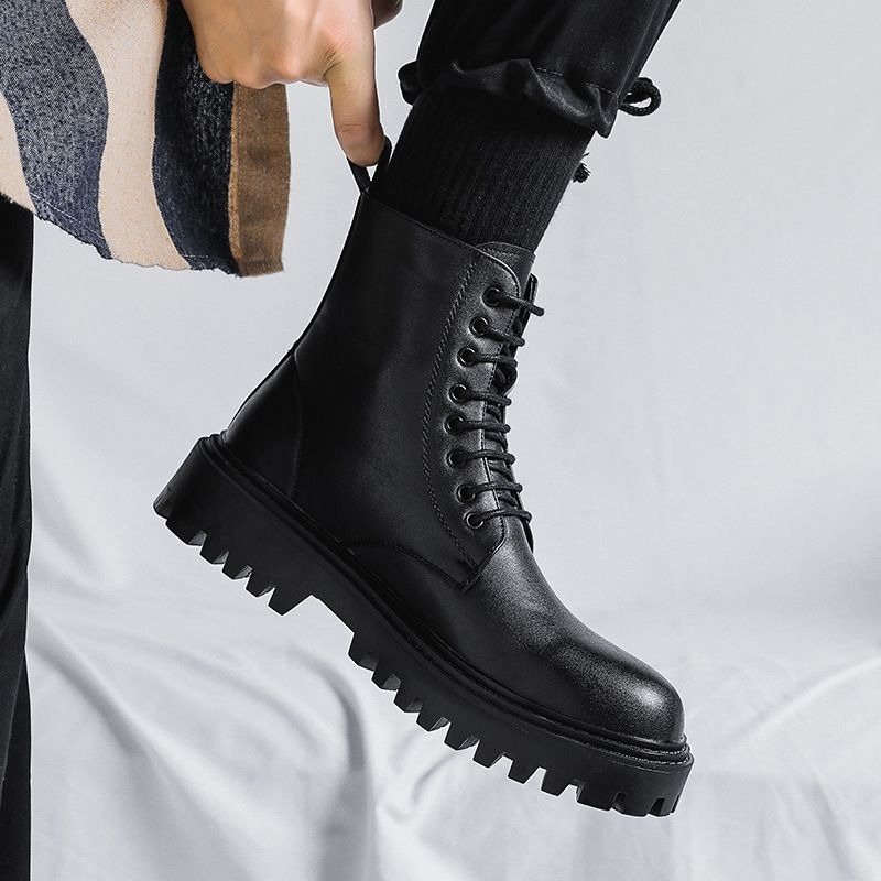 รองเท้าบูทหนังหุ้มข้อผู้ชาย สไ - Men'S Shoes With Height Increase บทวิจารณ์และราคา