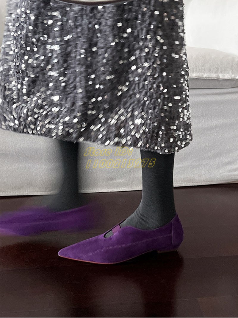 รองเท้าส้นแบนหัวแหลมสีม่วงหนัง - Dress Shoe Pointed บทวิจารณ์และราคา