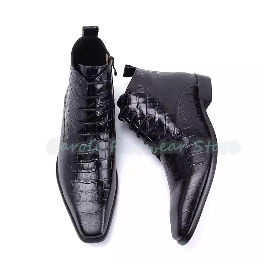 รองเท้าบูทข้อเท้าหนังแท้แฟชั่น - Men Shoes For Wedding บทวิจารณ์และราคา