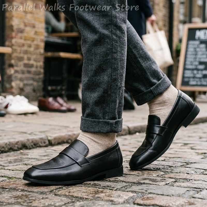 รองเท้าหนังสีดำสำหรับผู้ชาย แบ - Men Shoes Formal บทวิจารณ์และราคา