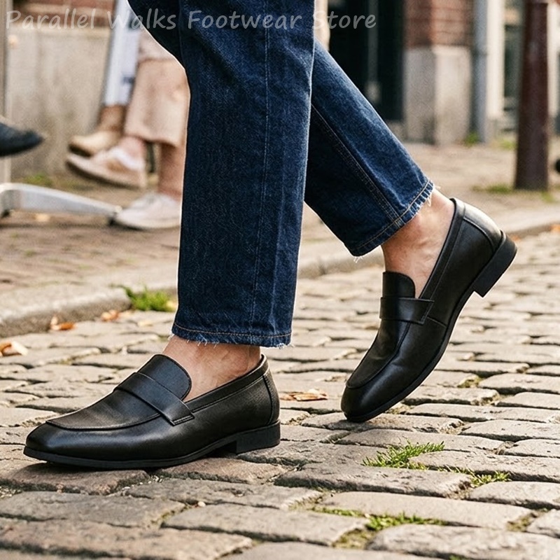 รองเท้าหนังสีดำสำหรับผู้ชาย แบ - Men Shoes Formal บทวิจารณ์และราคา