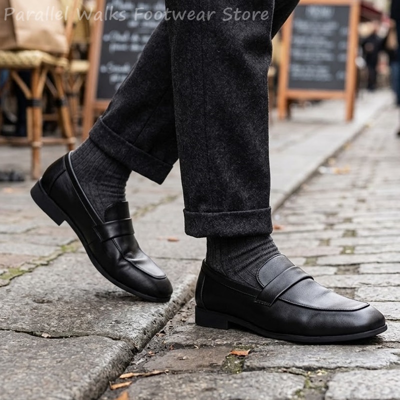 รองเท้าหนังสีดำสำหรับผู้ชาย แบ - Men Shoes Formal บทวิจารณ์และราคา