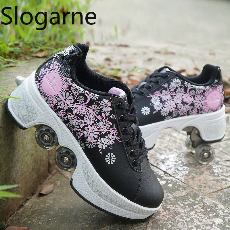 รองเท้าสเก็ตแบบมีล้อ 4 ล้อ สำห - Men Shoes Sneakers บทวิจารณ์และราคา