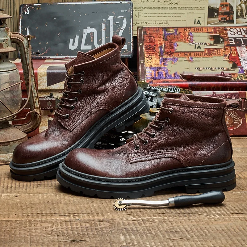 รองเท้าบูทหนังข้อเท้าสไตล์เรโท - Men'S Shoes Quality Brands บทวิจารณ์และราคา