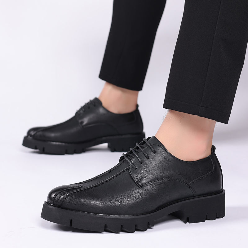 รองเท้าหนังวัวเพิ่มความสูง 10  - Men Shoes Formal บทวิจารณ์และราคา
