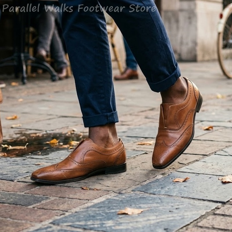 รองเท้าหนังสีน้ำตาลแบบสวมสำหรั - Men Shoes Oxford บทวิจารณ์และราคา