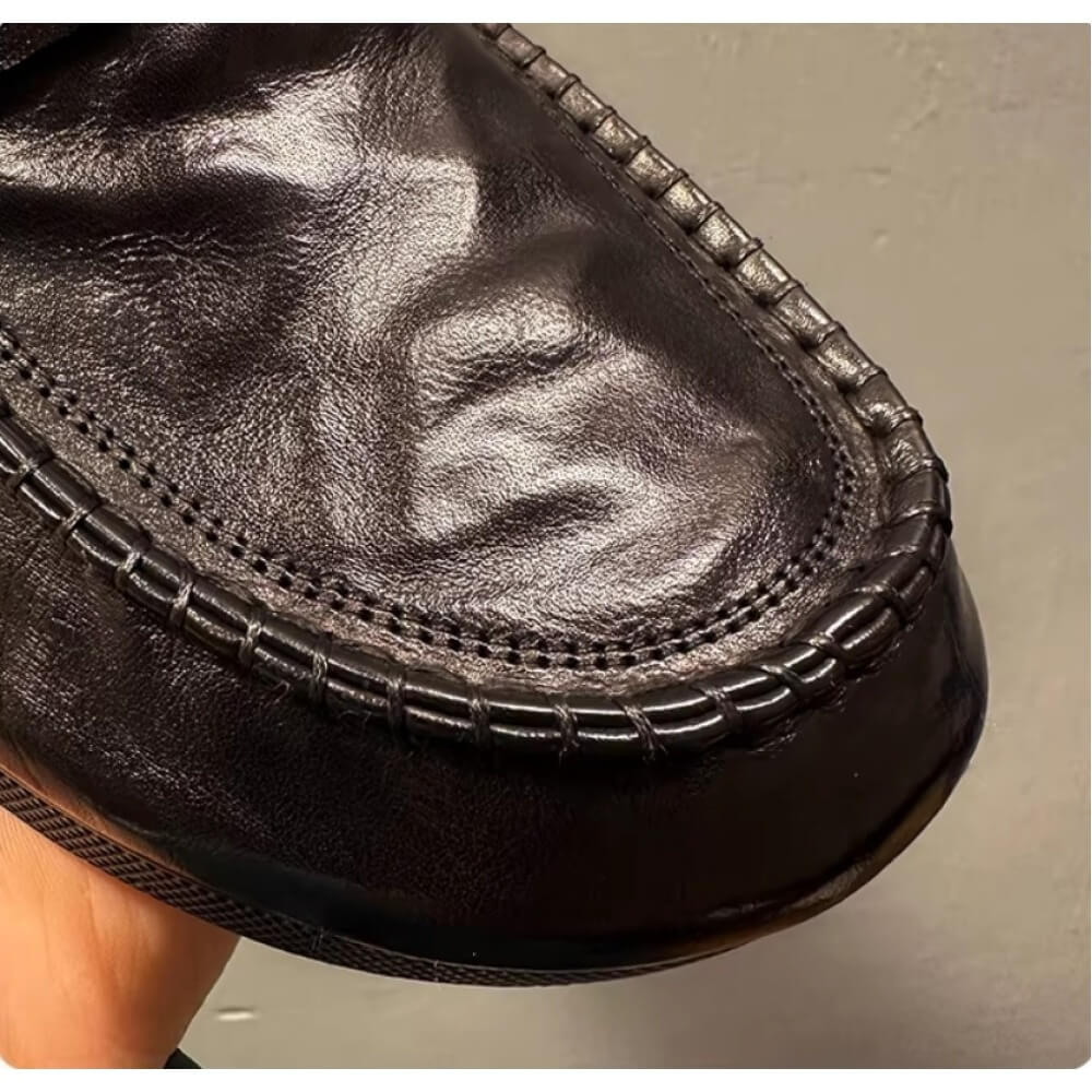 รองเท้าโลฟเฟอร์หนังสีดำทำมือ – - Men'S Shoes Drivers บทวิจารณ์และราคา
